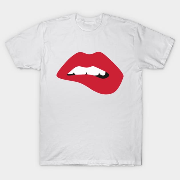 Red Lips T-Shirt by OgogoPrintStudio